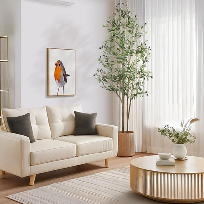 6FT Artificial Olive Tree Indoor, Silk Fake Potted Tree with Natural Wood Trunk & Lifelike Fruits, Faux Plant for Modern Home Office Living Room Floor Decor