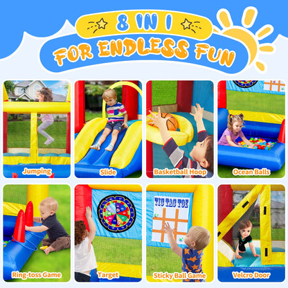 COCLUB Bounce House for Kids 3-6, Inflatable Bounce House with Blower, Slide, Ball Pit, 50 Ocean Balls, Indoor/Outdoor Jump House