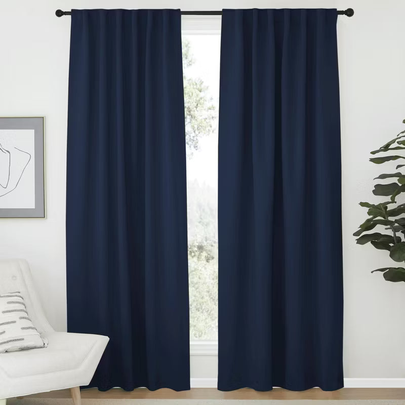 NICETOWN 52"x84" Blackout Window Curtains 2 Panels Navy Blue Thermal Drapes with Rod Pocket and Back Tab for Camper