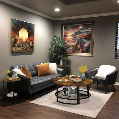 Hooseng 3-Piece Coffee Table Set with Coffee Table & Two End Side Table, Modern Living Room Table Set for Office, Living Room, Apartment