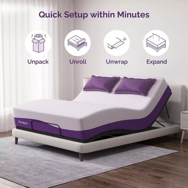 Sersper 10 inch Bamboo Charcoal Cooling Gel Memory Foam Memory Foam Mattress For Pressure Relief-Compatible with Adjustable Bed