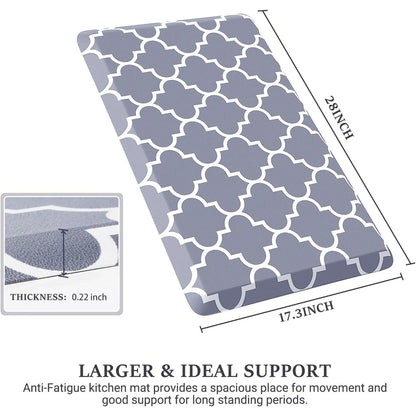Cushioned Anti-Fatigue Kitchen Rug Mat ,17.3"x 28",Non Slip Waterproof , Heavy Duty PVC Ergonomic Comfort Mat for Kitchen, Floor Home, Office, Sink, Laundry