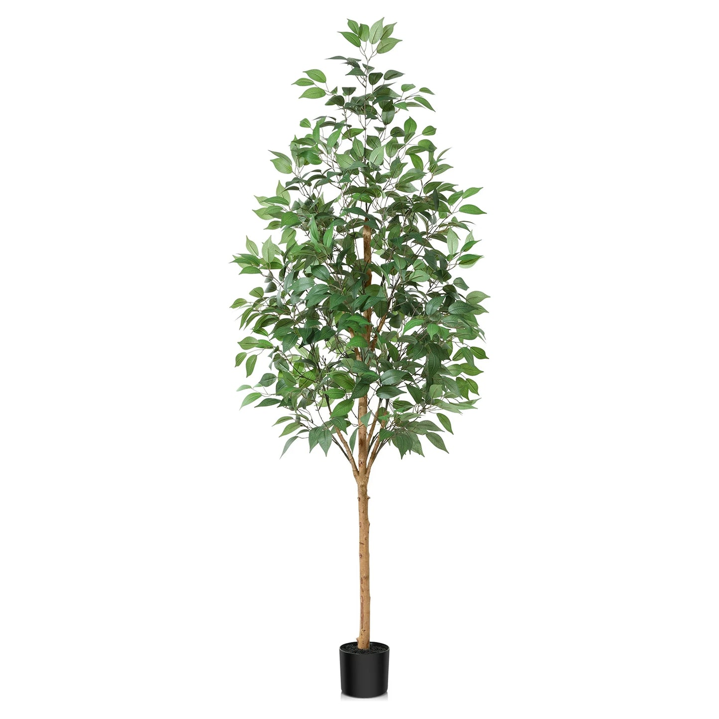 6 ft Realistic Artificial Ficus Tree in Pot, Natural Trunk, Lush Leaves, Lifelike Faux Tree