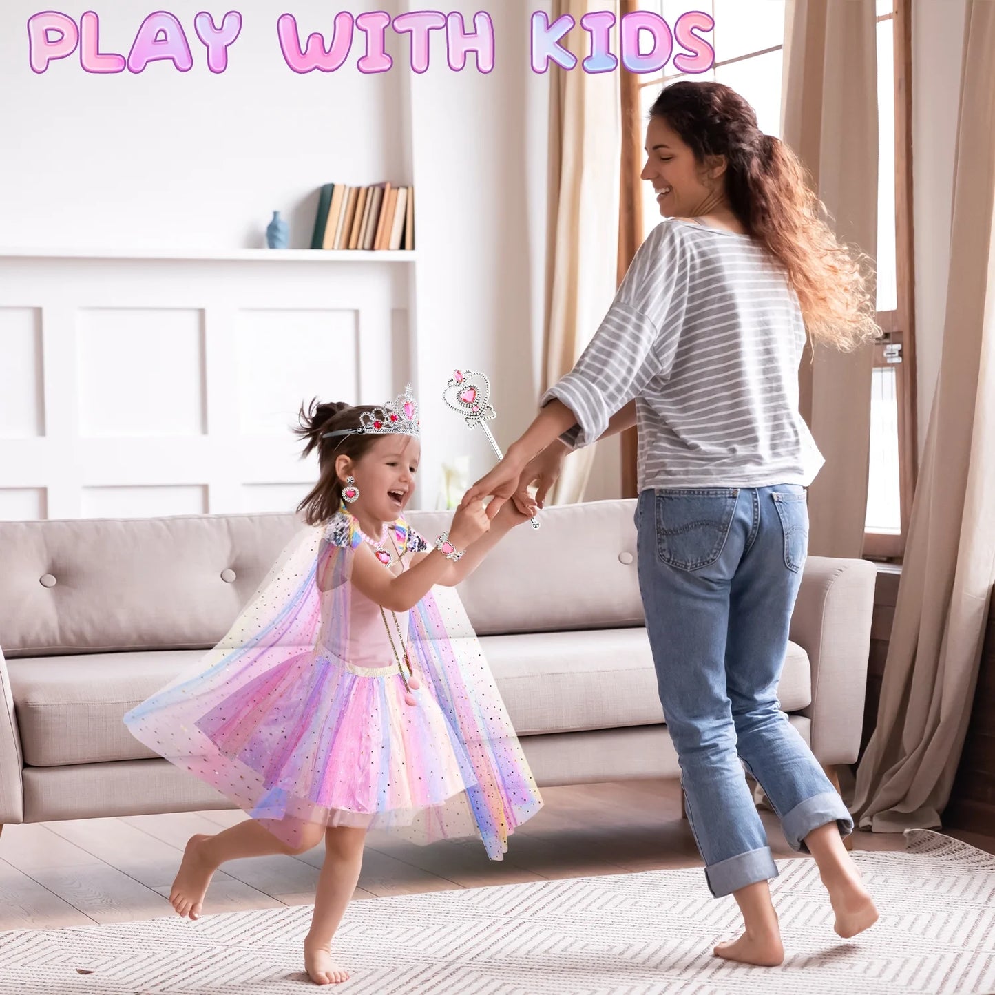 JoyStone 11 Pieces Princess Dress Up Toys for Toddler Girls 3-6 Years, Pink