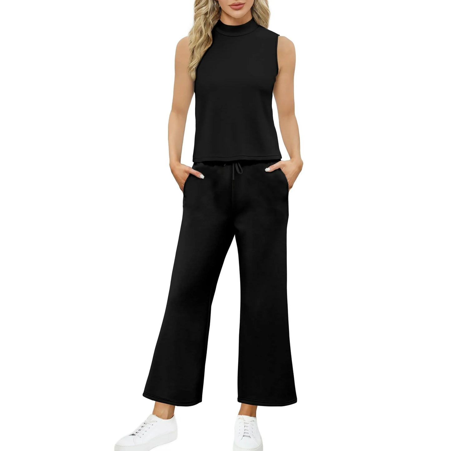 UVN Outfit Sets for Women Summer Sleeveless Tops And Pants Sweatsuits Casual 2 Piece Tracksuit Lounge Set