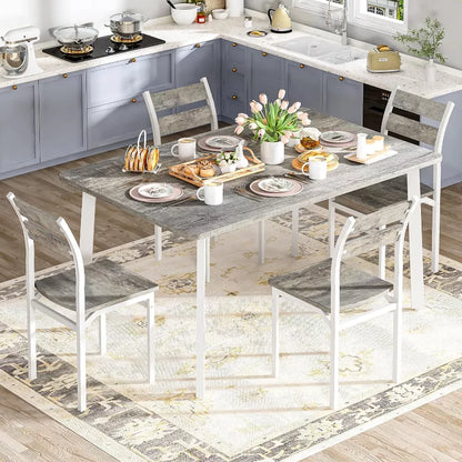 Hooseng Dining Room Table and Chairs Set for 4, 5 Piece Kitchen Table Set with MDF Broad for Small Space, Apartment