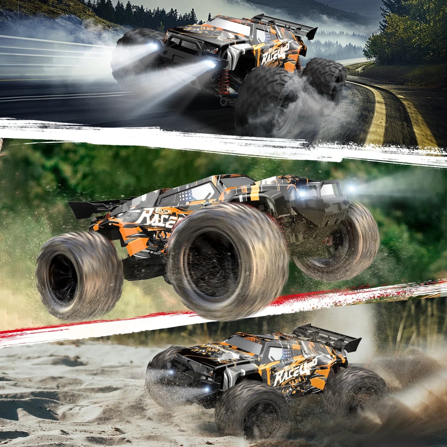 JoyStone High Speed RC Car, 1:16 Scale 30+MPH Remote Control Monster Truck All Terrain Off-Road Truck, 4WD Electric Vehicle Hobby Toy with 2 Batteries for Kids Adults