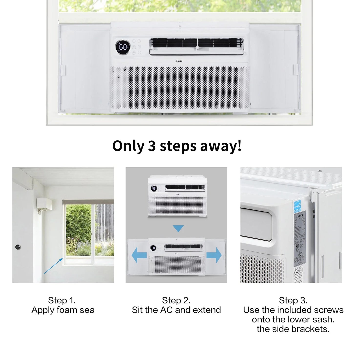 Ktaxon Energy Star 12000 BTU Inverter Window Air Conditioner, Energy-Saving Window AC Unit with APP & Voice Control, Ultra Quiet & Easy Installtion Design, Work with Alexa/Google Assistant