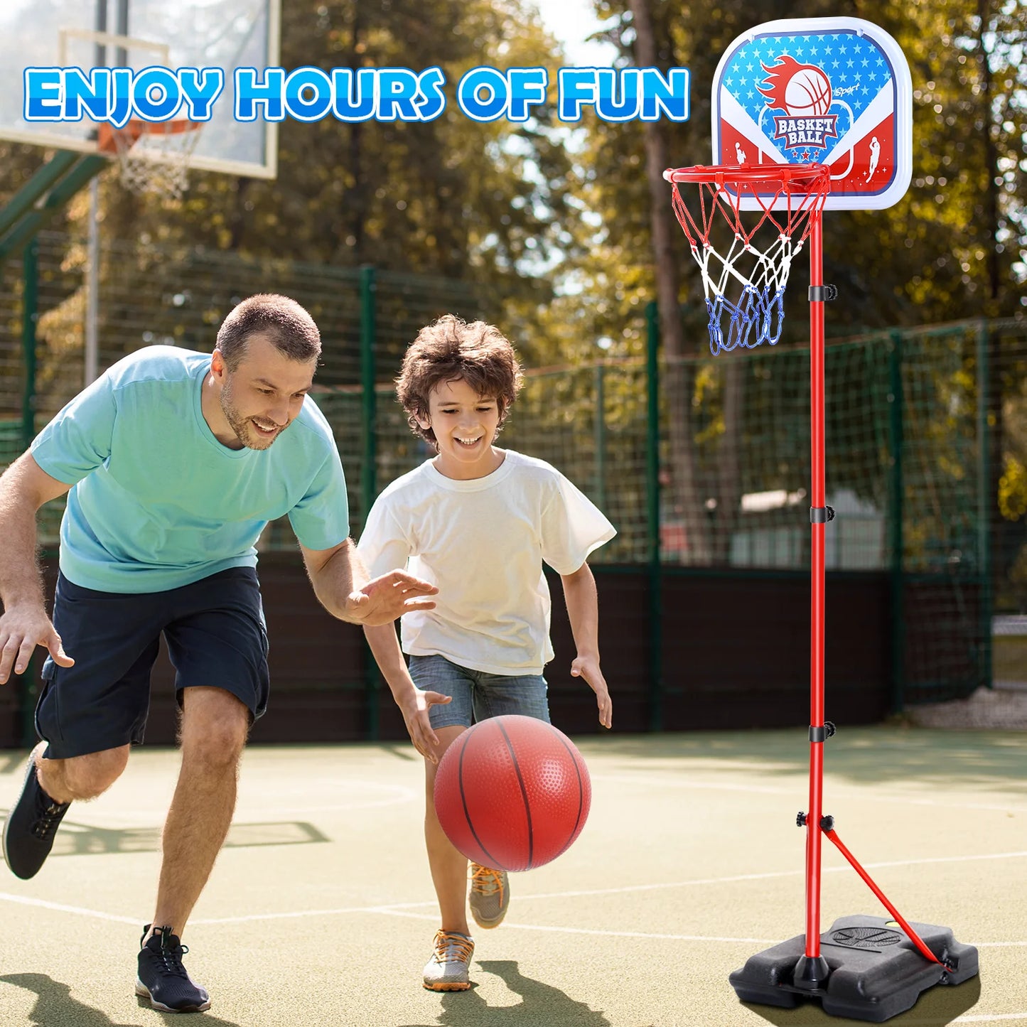 JoyStone Kids Basketball Hoop Adjustable Height 2.9 ft-6.2 ft, Toddler Basketball Hoop Indoor Outdoor Portable Kids BasketBall Goal Toys for Boys Girls Gift
