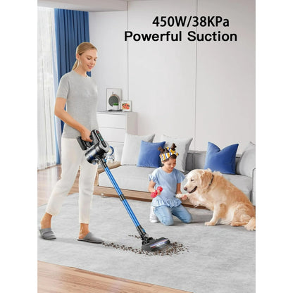 Roanow Cordless Vacuum Cleaner, 38KPA/55Mins with Display Stick Vacuum for Hardwood Floor Carpet Pet