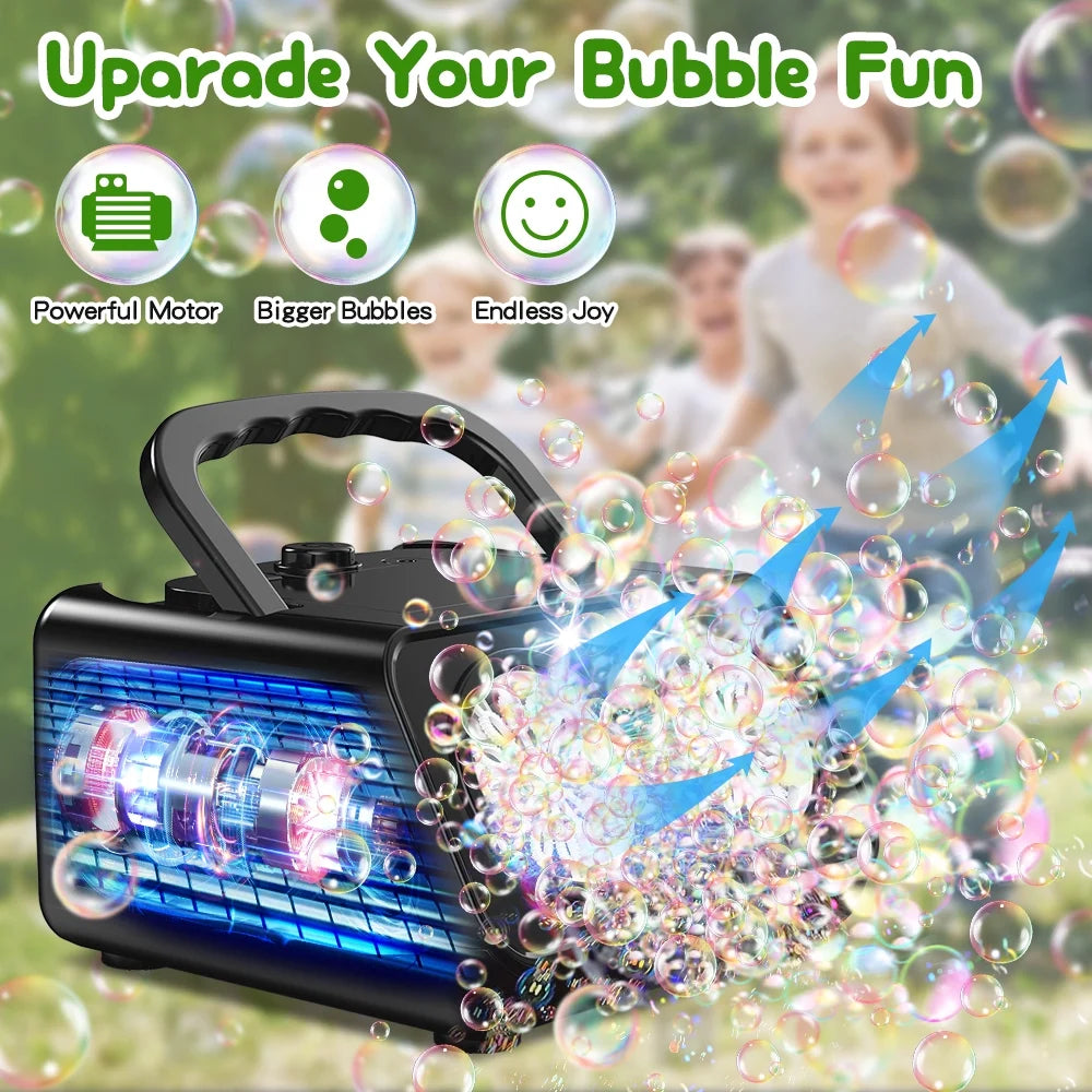 JoyStone Upgraded Bubble Machine, Automatic Bubble Machine for Kids 20000+ Bubbles Per Minute with 2 Fans, Bubble Maker for Outdoor Indoor Birthday Wedding Party, Black