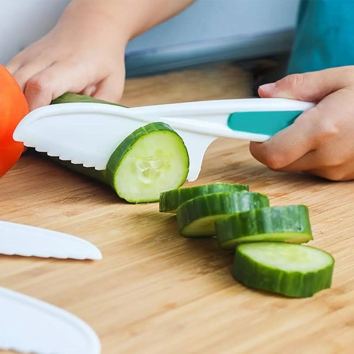 Kid Knife Set for Real Cooking, 13 Pieces Montessori Kitchen Tools, Toddler Safe Knives Set, Kids Cooking Set Real with Plastic Wooden Knives, Cutting Boards, Sandwich Cutters