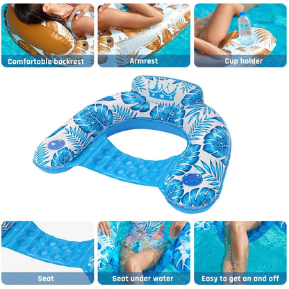 Inflatable Pool Float Chair Set - 2-Pack Floating Loungers for Adults, Pool  Beach Tanning Rafts, Perfect for Swimming, Lake, Pool Parties, and Sunbathing