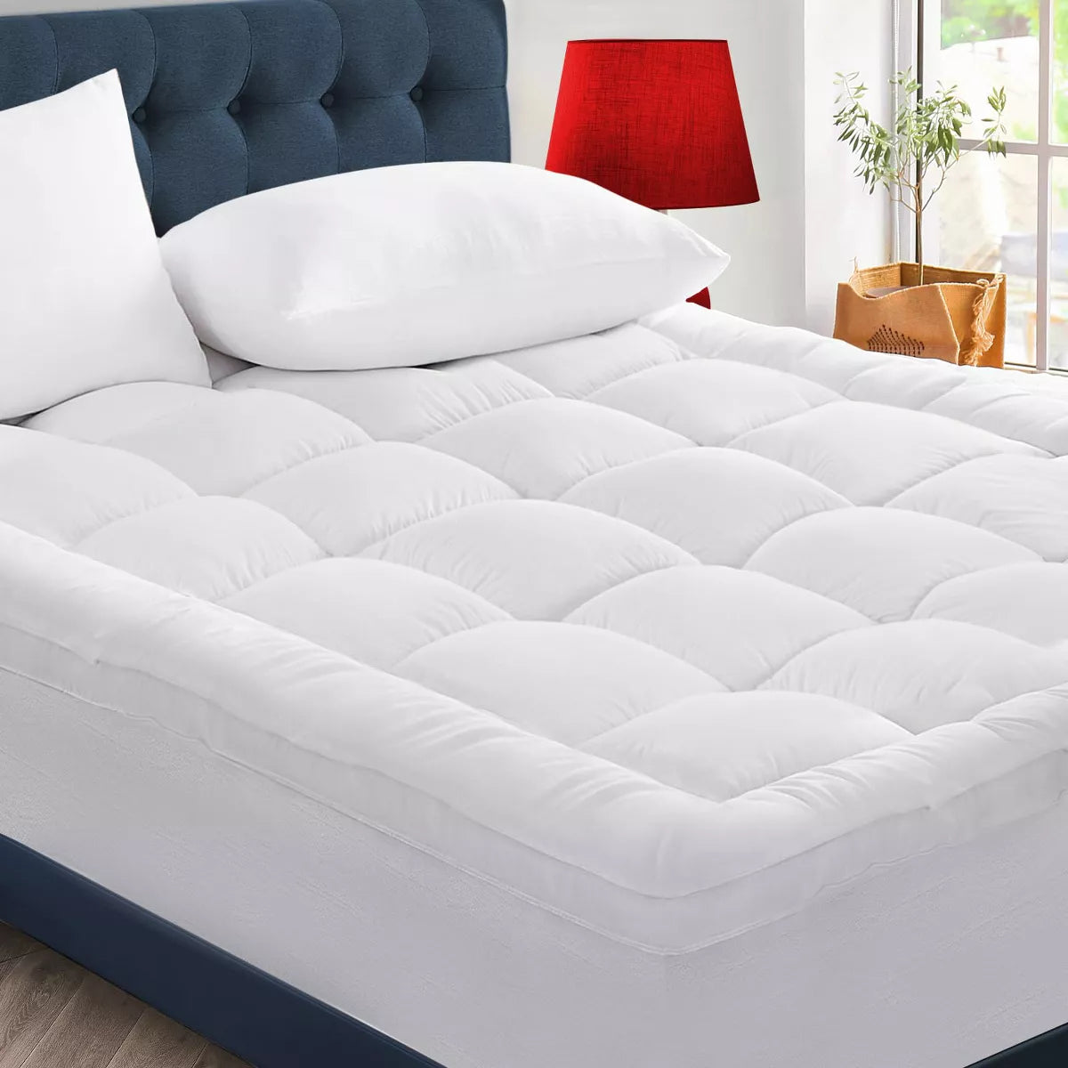 Inhand Queen Mattress Topper- Extra Thick Cooling Mattress Pad- White Mattress Protector Pillow Top with 8-21 Inch Deep Pocket Down Alternative Fill