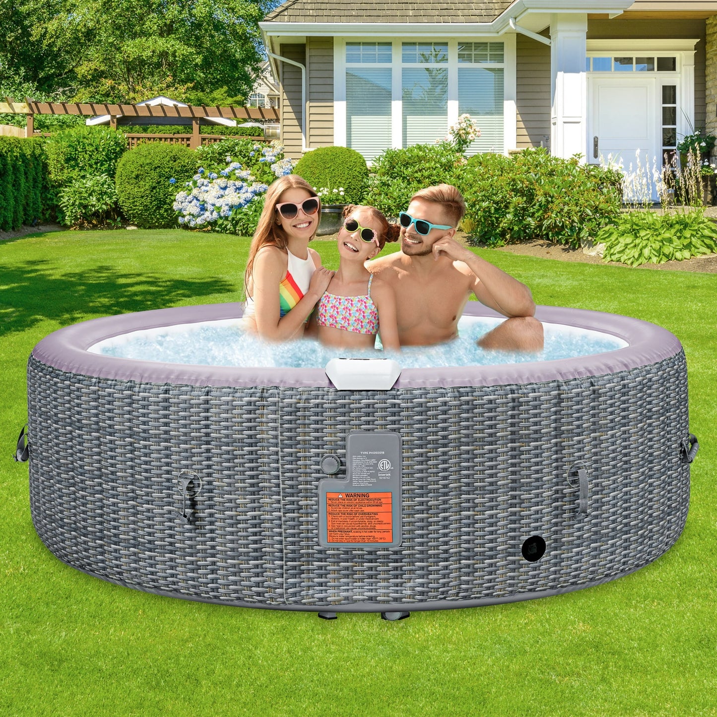 SEGMART 4-6 Person Inflatable Hot Tub Spa with 130 Jets, 82" Outdoor Spa Blow Up Hottub, Outdoor Portable Hottub with Insulated Cover, Floor Protector