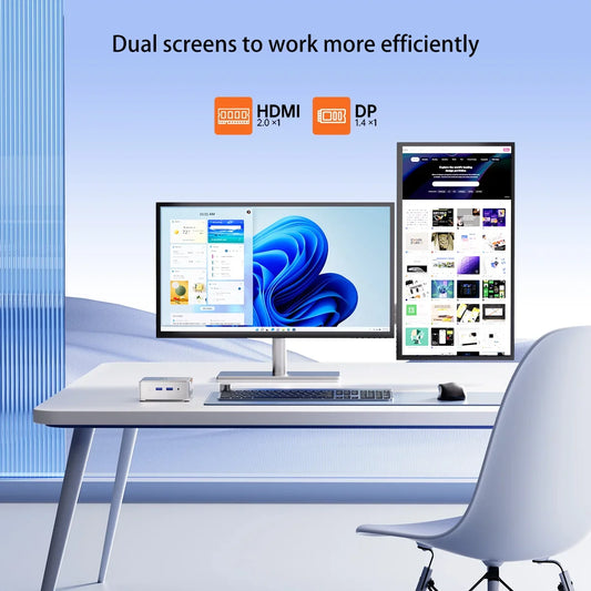 NIPOGI E2 Mini Business Desktop Computer, Intel n97, 8GB RAM, 256GB SSD, Windows 11 Pro