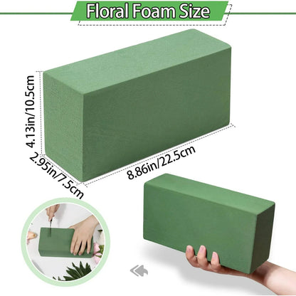 4 Pcs Floral Foam Blocks,Green Wet Dry Flower Foam Plant Foam for Wedding, Birthdays Fresh & Artificial Flower Arrangements DIY Craft( 8.86L x 4.13W x 2.95H)