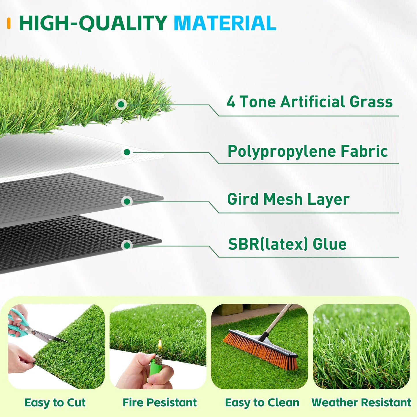 TrumanPick Waterproof Artificial Grass Turf 7 x 15 Ft Indoor Outdoor Garden Lawn Mat Fake Grass Rug for Pets, 1.38"H