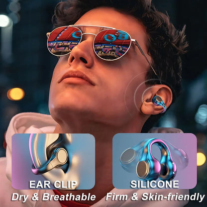 ARCTICICE Wireless Ear Clip Earbuds with 36H Playtime IPX6 Waterproof Noise Cancelling bluetooth Headphones for Sports Meeting Fitness, Black