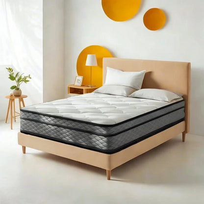 PORKISS 12 Inch Memory Foam Mattress Twin Size, Cooling Gel Memory Foam Hybrid Mattress with Euro Top Pocket Coil, Modern Mattress in a Box with Motion Isolation, Pressure Relief, CertiPUR-US