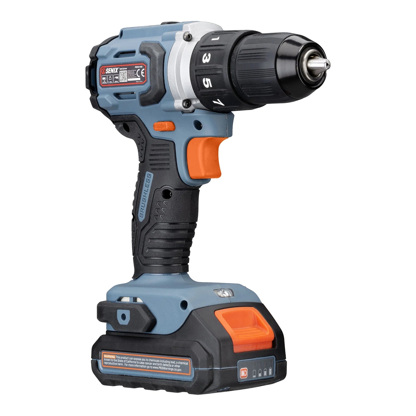 SENIX 20 Volt Max* Brushless 1/2-Inch Drill Driver, 45 Foot-Pounds of Max Torque, 2000 RPM Max, (Battery, Charger and Soft Bag Included) PDDX2-M2