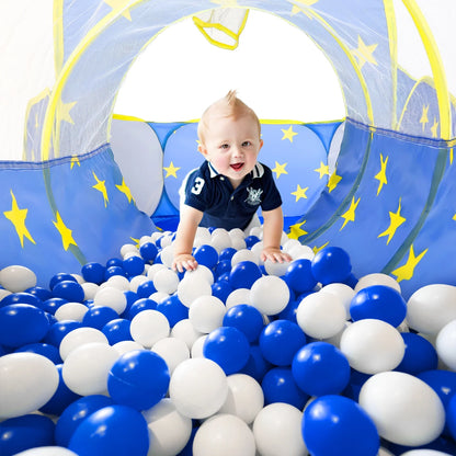 JoyStone 3pc Toddler Pop up Kids Play Tent with Tunnel and Ball Pit for Boys, Girls and Toddlers, Indoor& Outdoor Play House, Perfect Kid's Gifts(Blue)