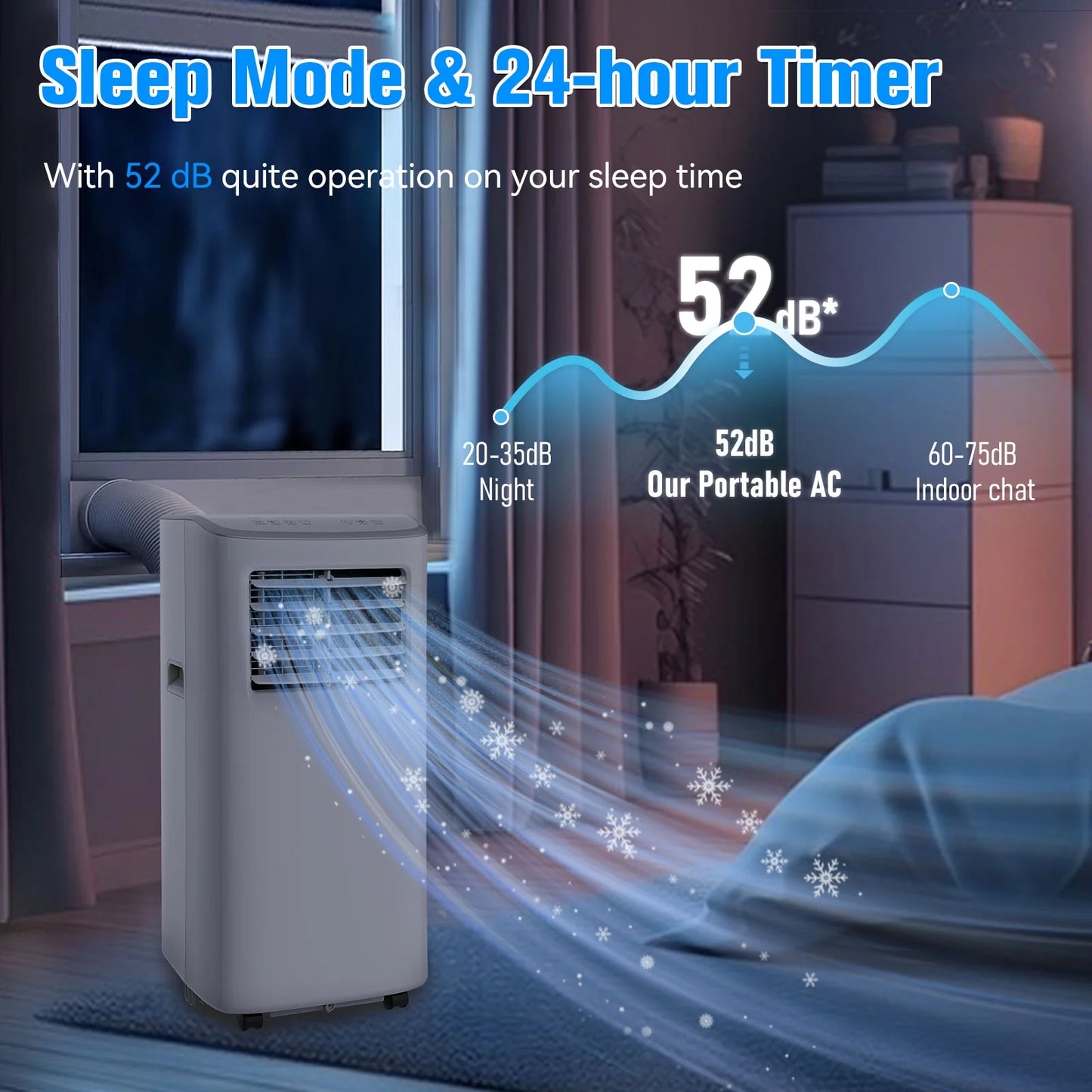 SOTOPLAY 8500 BTU Portable Air Conditioner,portable ac up to 550 Sq,3 IN 1 with Remote Control,Sleep Mode, Windows kit,Brush,White