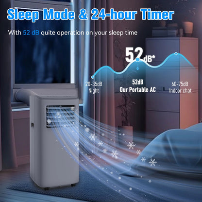 SOTOPLAY 8500 BTU Portable Air Conditioner,portable ac up to 550 Sq,3 IN 1 with Remote Control,Sleep Mode, Windows kit,Brush,White