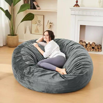 Inhand Bean Bag Chairs for Adults - Memory Foam Furniture BeanBag Chair with Soft Fiber Cover - Round Fluffy Couch for Living Room