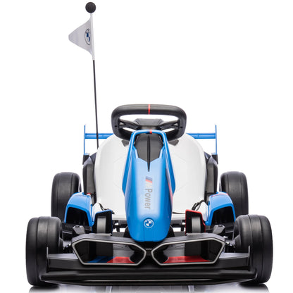 Licensed BMW Electric Go-Kart for Kids, Outdoor Karting, 24V 9AH Battery 400W Motors, with Flag, Ride on Toys 6+