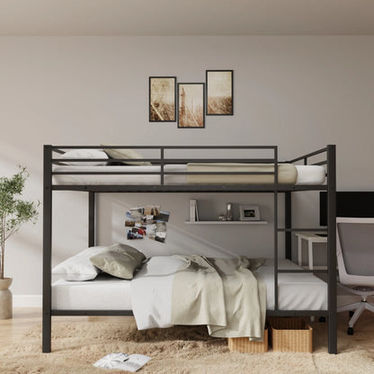 Seizeen Full Bunk Bed, Full over Full Metal Bunk Bed, Modern Retro Full Size Bunk Bed Frame with Ladder and Safety Guardrails, for Kids Teens Adults, No Box Spring Needed, L0247