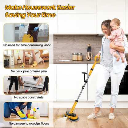 Amiluo Cordless Electric Mop, with LED Headlight & Water Sprayer, Dual-Motor Powerful Spin Mop with 300ML Water Tank, Self-Propelled, Effortless Clean & Waxing