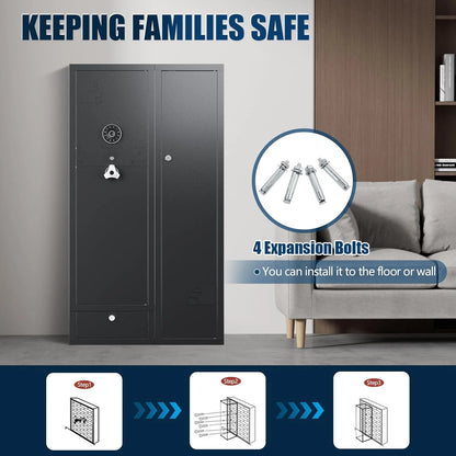 KAER [2024 NEW] 15-20 Gun Safe,Gun Safes for Rifles and Pistols,Rifle Safe,Gun Cabinet,Gun Safes for Home,Gun Safe for Rifles with Digital Keypad,Drawer,Removable Shelf (Unassembled)
