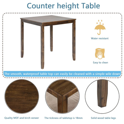 Paproos 5 Piece MDF & Wood Dining Table Set, Brown