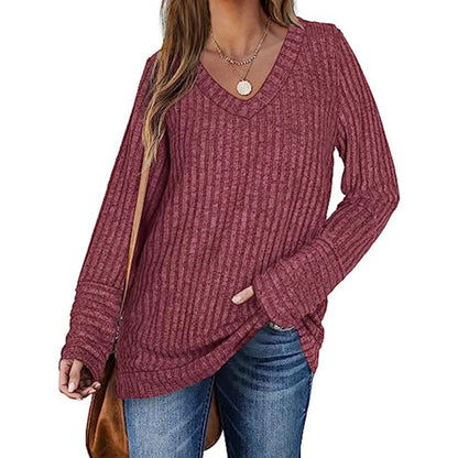 UVN Womens Tops V Neck Long Sleeve Shirts Lightweight Pullover Casual Tunic Tops
