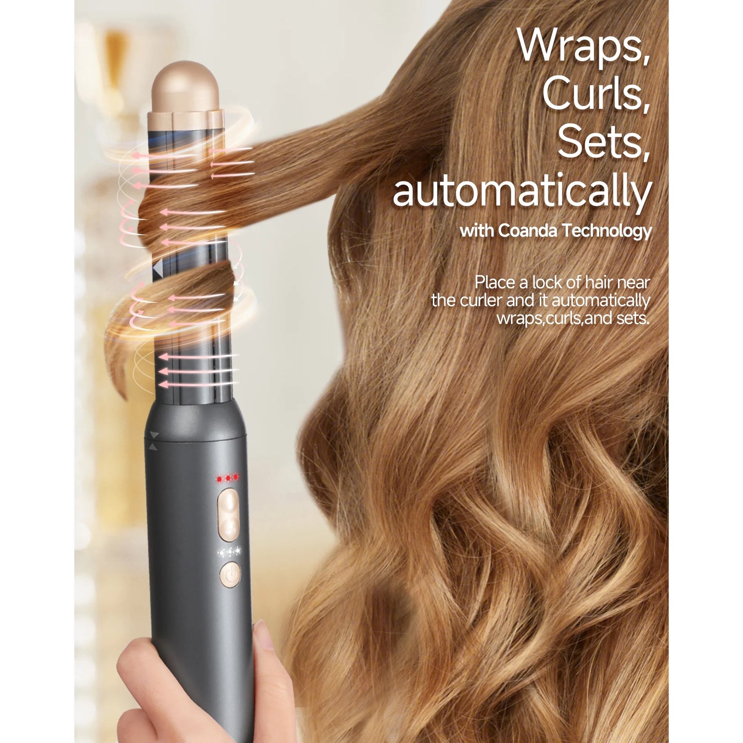 WindBlow 6-in-1 Hot Air Brush, Professional 110,000 RPM Hair Styler with Auto-Wrap Curlers, Hair Curl & Straightener, High Speed Hair Dryer Brush and Nozzle
