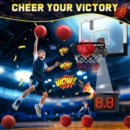 JoyStone Indoor Basketball Hoop Set with 3 Balls, Pro Mini Basketball Hoop for Door with Electronic Scoreboard for Kids & Adults