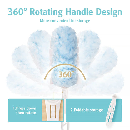 Duster Refills 360 for Swiffer 30 pcs  1 Foldable Handle Featuring 5x Powerful Dust Removal Disposable Feather Duster Multi Surface Refills Super Efficient Duster Kit Compatible with Swiffer Duster