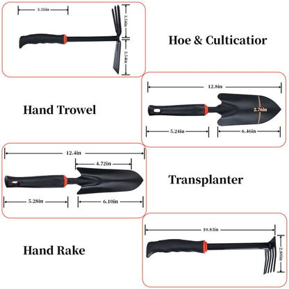 Goobetter 4-Piece Aluminum Alloy Garden Tool Set - Heavy Duty Black Coated Kit for Indoor/Outdoor Planting & Weeding