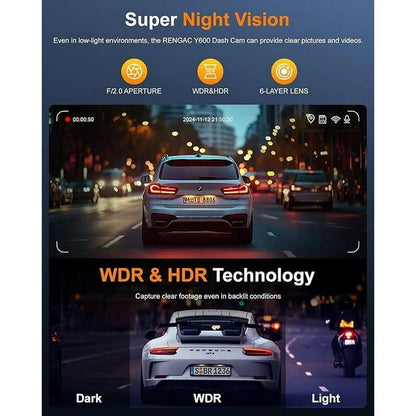 Charlore Dash Cam Front and Rear，4K 2K Full HD Dual Dash Camera for Cars，Built in 5G WiFi,GPS，64GB Card，Car Camera with 3 IPS Screen，UHD 2160P Night Vision, HDR，G Sensor， App Control.