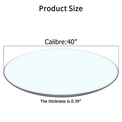 40 Inch Round Glass Dining Table Top,Circle Tempered Glass Kitchen Table Top with 4-6 Rubber Anti-Slip Ring,0.35'' Clear Circular Dining Table Top, for Dining,Restaurant Table and Lazy Susan