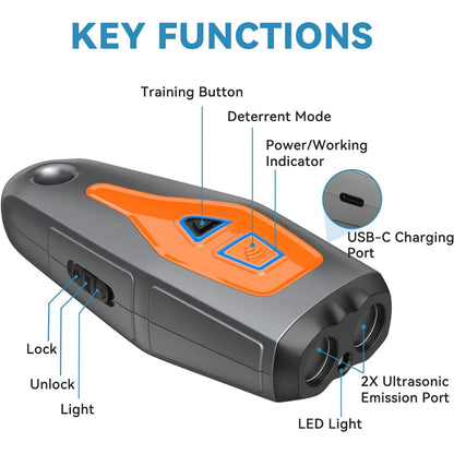 Dog Bark Deterrent Devices with LED Flashlight -20ft | Barks No More Dog Training Tool Bark Buddy Anti Bark Device for Dogs |Best Behavior Aid - Barking Silencer Indoor & Outdoor, Rechargeable