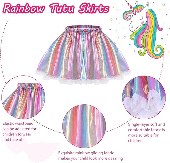 Unicorn Costume Kids Tutu Skirt for Girls with Unicorn Wings Headband Unicorn Dress for Birthday Outfit Christmas New Year Cosplay