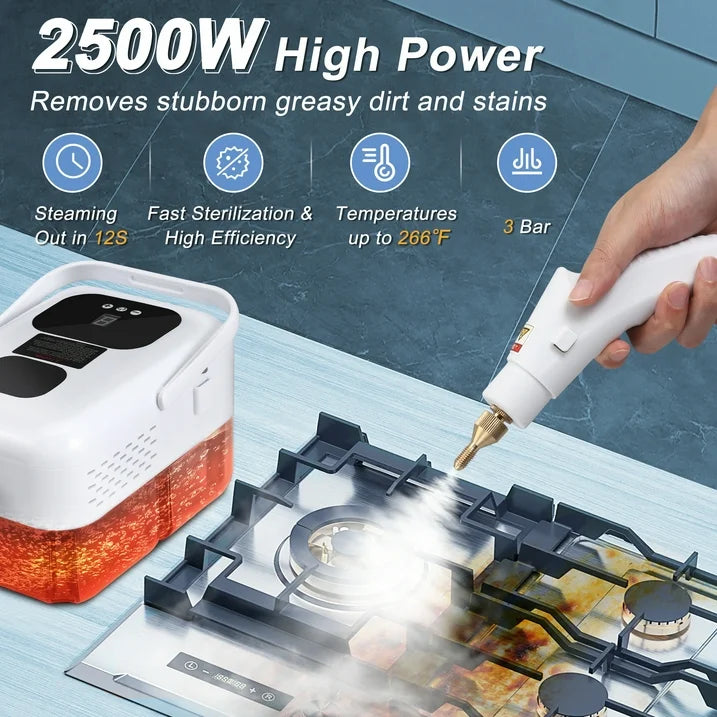 ALILYY Steam Cleaner 2500W Handheld Steam Cleaner for Home,Steamer for Cleaning with 42oz Water Tank,6 Cleaning Attachments for Cleaning Stubborn Stains,Grease,Floors,Couches & Cars