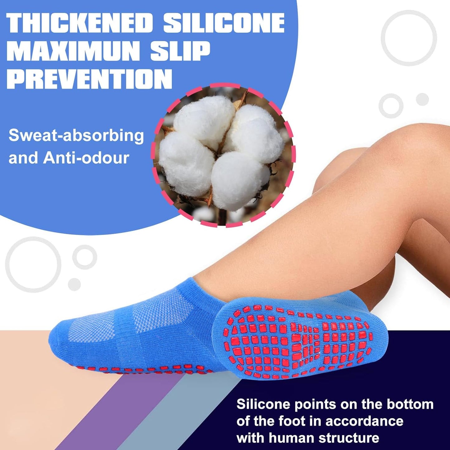 12 Pairs Kids Non Slip Socks Grip Ankle Sticky Toddler Socks for 1-4/5-10 Years Old Boys Girls Infant Baby Children