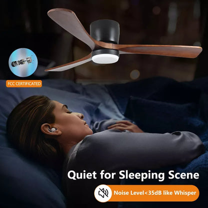 BestParts 42 Wood Ceiling Fan with LED Light - Smart Control, 3 Speed, Energy Efficient