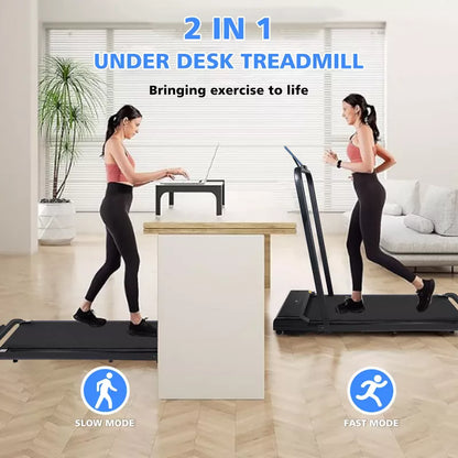 BestParts 2 in 1 Folding Treadmill Under Desk, Portable Walking Pad with LED Display, Quiet Electric Jogging Machine for Home Office, 240 lbs, Black