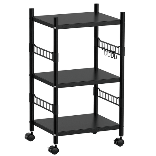 3-Tier Kitchen Rolling Cart, Utility Shelf Microwave Stand Storage Cart, Kitchen Baker's Rack