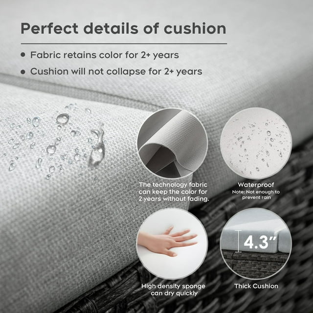 Brafab Patio Rattan Conversation Set Outdoor Furniture Set w/ Meige Cushion