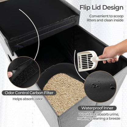Cat Litter Box Enclosure - Hidden Cat Litter Box Furniture Ottoman